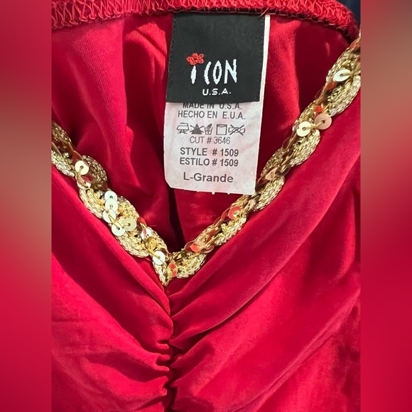 Icon USA Women’s Sequin Ruched Top Size M/L Red & Gold Y2K Deadstock NWOT - Picture 4 of 4